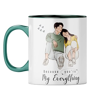 yubingo together forever mug - sweetheart gift dark green inner amp handle dark green inner amp handle tea cup 310ml
