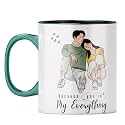 YuBingo Together Forever Mug - Sweetheart Gift, Dark Green Inner &amp; Handle (Dark Green Inner &amp; Handle, Tea Cup, 310ML)