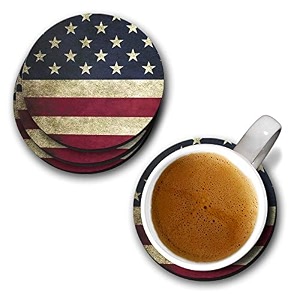 yubingo us flag theme designer printed coasters mdf wooden set of 6 95 cm diameter round
