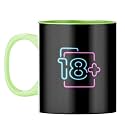 YuBingo Welcome to Adulthood Mug - 18+ Neon Design, Light Green Inner &amp; Handle (Light Green Inner &amp; Handle, Tea Cup, 310ML)