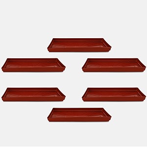 yuccabe italia shera uptp1 22 inch 6 pieces planter under tray set rectangular plate for plant pot heavy duty highly durable plant saucer bottom tray terracotta