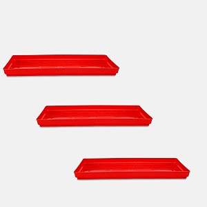 yuccabe italia shera uptp1 22 inch 3 pieces planter under tray set rectangular plate for plant pot heavy duty highly durable plant saucer bottom tray red