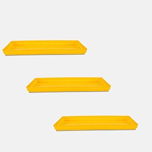 yuccabe italia shera uptp1 22 inch 3 pieces planter under tray set rectangular plate for plant pot heavy duty highly durable plant saucer bottom tray yellow