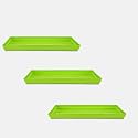YUCCABE ITALIA SHERA UPTP1 22 inch 3 Pieces Planter Under Tray Set Rectangular Plate for Plant Pot Heavy Duty Highly Durable Plant Saucer Bottom Tray (Green)
