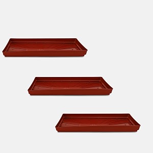 yuccabe italia shera uptp2 27 inch 3 pieces planter under tray set rectangular plate for plant pot heavy duty highly durable plant saucer bottom tray terracotta