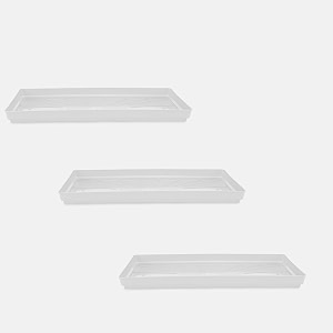 yuccabe italia shera uptp2 27 inch 3 pieces planter under tray set rectangular plate for plant pot heavy duty highly durable plant saucer bottom tray white
