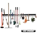 YueTong Garden Tool Organizer Wall Mount, 4 Pack 17-Inch All-Metal Garage Tool Racks with Adjustable Rubber-Coated Hooks for Rakes, Shovels, Brooms and Mops