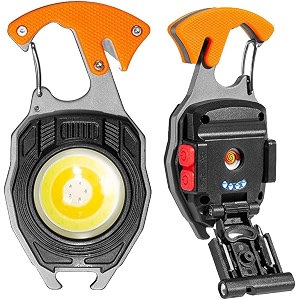 mini portable led flashlight cob keychain emergency light for outdoor hiking rechargeable flashlights with 500 lumens rechargeable lighter whistles screwdriver bottle openermulticolour