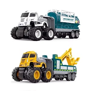 143 die cast truck set toy push amp go play set friction powered truck for kids age 2 3 4 5 6 year unbreakable realistic toy truck 2 pcs multicolor rescue truck amp oil tenk