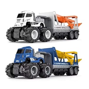 143 die cast truck set toy die cast miniature car model double-deck transportation truck toys best birthday gift for kids 2 pcs multicolor
