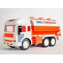 Friction Powered Super Tanker Truck Toy Pull Back Vehicles for 3+ Years Old Kids Boys Girls (Oil Tanker Truck)
