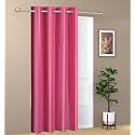 1 Piece Long Crush Polyester &amp; Polyester Blend Plain Colour Eyelet Extra Long Door Curtains - 9 Feet, Light Pink