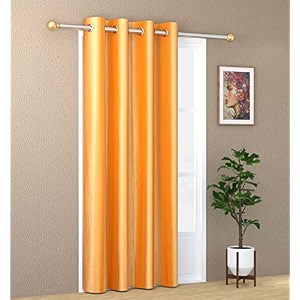 1 piece solid eyelet long crush polyester home amp living room long window curtains - 6 feet orange