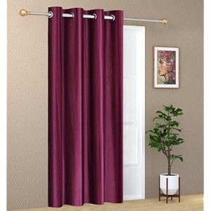 1 piece solid eyelet long crush polyester home amp living room door curtains - 7 feet wine