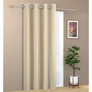 1 piece solid eyelet long crush polyester home amp living room door curtains - 7 feet cream
