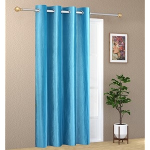 1 piece solid eyelet long crush polyester home amp living room extra long door curtains - 9 feet aqua blue
