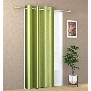 1 piece solid eyelet long crush polyester home amp living room door curtains - 7 feet pista green