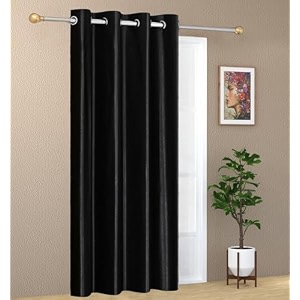 1 piece solid eyelet long crush polyester home amp living room extra long door curtains - 9 feet black