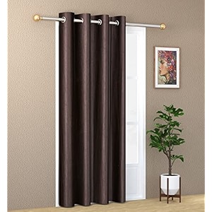 1 piece solid eyelet long crush polyester home amp living room long door curtains - 7 feet brown