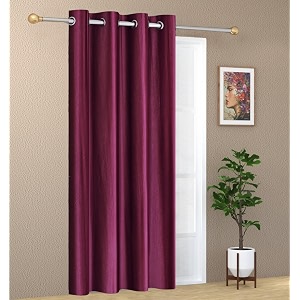 1 piece solid eyelet long crush polyester home amp living room long door curtains - 8 feet wine