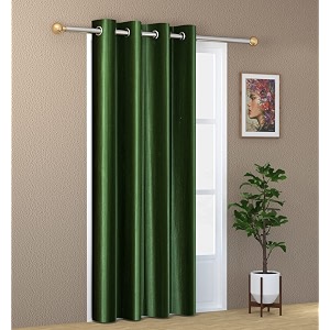 1 piece solid eyelet long crush polyester home amp living room window curtains - 6 feet dark green