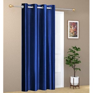 1 piece solid eyelet long crush polyester home amp living room window curtains - 5 feet navy blue
