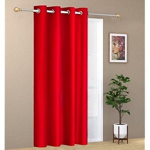 1 piece solid eyelet long crush polyester home amp living room door curtains - 7 feet red