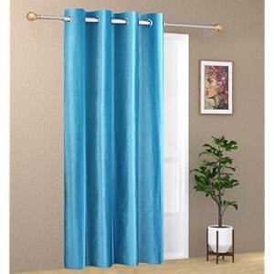 1 piece solid eyelet long crush polyester home amp living room window curtains - 5 feet aqua blue