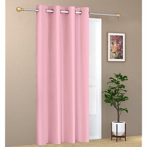 1 piece solid eyelet long crush polyester home amp living room window curtains - 5 feet baby pink