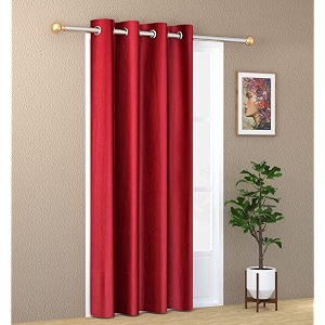 1 piece solid eyelet long crush polyester home amp living room door curtains - 7 feet maroon