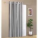 1 Piece Solid Eyelet Long Crush Polyester Home &amp; Living Room Window Curtains - 5 Feet, Grey