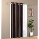 1 Piece Solid Eyelet Long Crush Polyester Home &amp; Living Room Window Curtains - 5 Feet, Brown