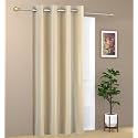 1 Piece Solid Eyelet Long Crush Polyester Home &amp; Living Room Extra Long Door Curtains - 9 Feet, Cream