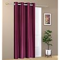 1 Piece Solid Eyelet Long Crush Polyester Home &amp; Living Room Long Door Curtains - 8 Feet, Wine