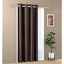 1 Piece Solid Eyelet Long Crush Polyester Home &amp; Living Room Long Door Curtains - 8 Feet, Brown