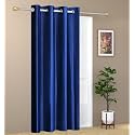 1 Piece Solid Eyelet Long Crush Polyester Home &amp; Living Room Window Curtains - 5 Feet, Navy Blue