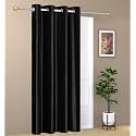 1 Piece Solid Eyelet Long Crush Polyester Home &amp; Living Room Long Door Curtains - 8 Feet, Black