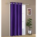 1 Piece Solid Eyelet Long Crush Polyester Home &amp; Living Room Long Door Curtains - 8 Feet, Purple