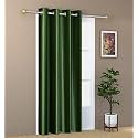 1 Piece Solid Eyelet Long Crush Polyester Home &amp; Living Room Long Door Curtains - 9 Feet, Dark Green