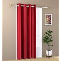 1 Piece Solid Eyelet Long Crush Polyester Home &amp; Living Room Door Curtains - 8 Feet, Maroon Red