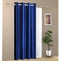 1 Piece Solid Eyelet Long Crush Polyester Home &amp; Living Room Door Curtains - 7 Feet, Navy Blue