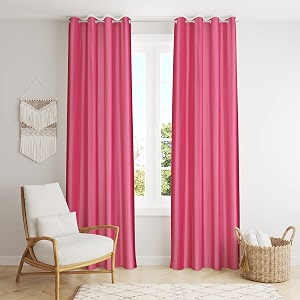 2 piece solid eyelet long crush polyester home amp living room door curtains - 8 feet light pink