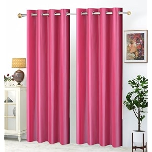 2 piece solid eyelet long crush polyester home amp living room window curtains - 6 feet light pink