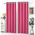 2 Piece Solid Eyelet Long Crush Polyester Home &amp; Living Room Window Curtains - 6 Feet, Light Pink