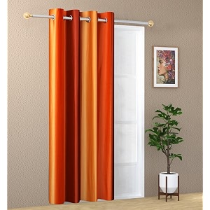 abstract long crush stripped eyelet polyester curtains - 1 piece orange door_7 feet