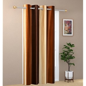 abstract long crush stripped eyelet polyester curtains - 1 piece brown long door_9 feet