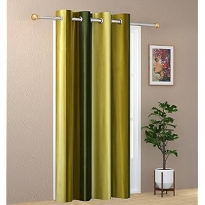 abstract long crush stripped eyelet polyester curtains - 1 piece green long door_9 feet