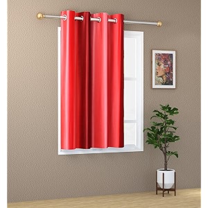 abstract long crush stripped eyelet polyester curtains - 1 piece red window_6 feet