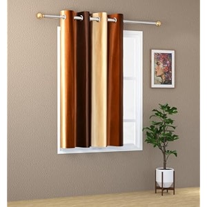 abstract long crush stripped eyelet polyester curtains - 1 piece brown window_6 feet