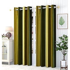 abstract long crush stripped eyelet polyester curtains - 2 piece green window_5 feet